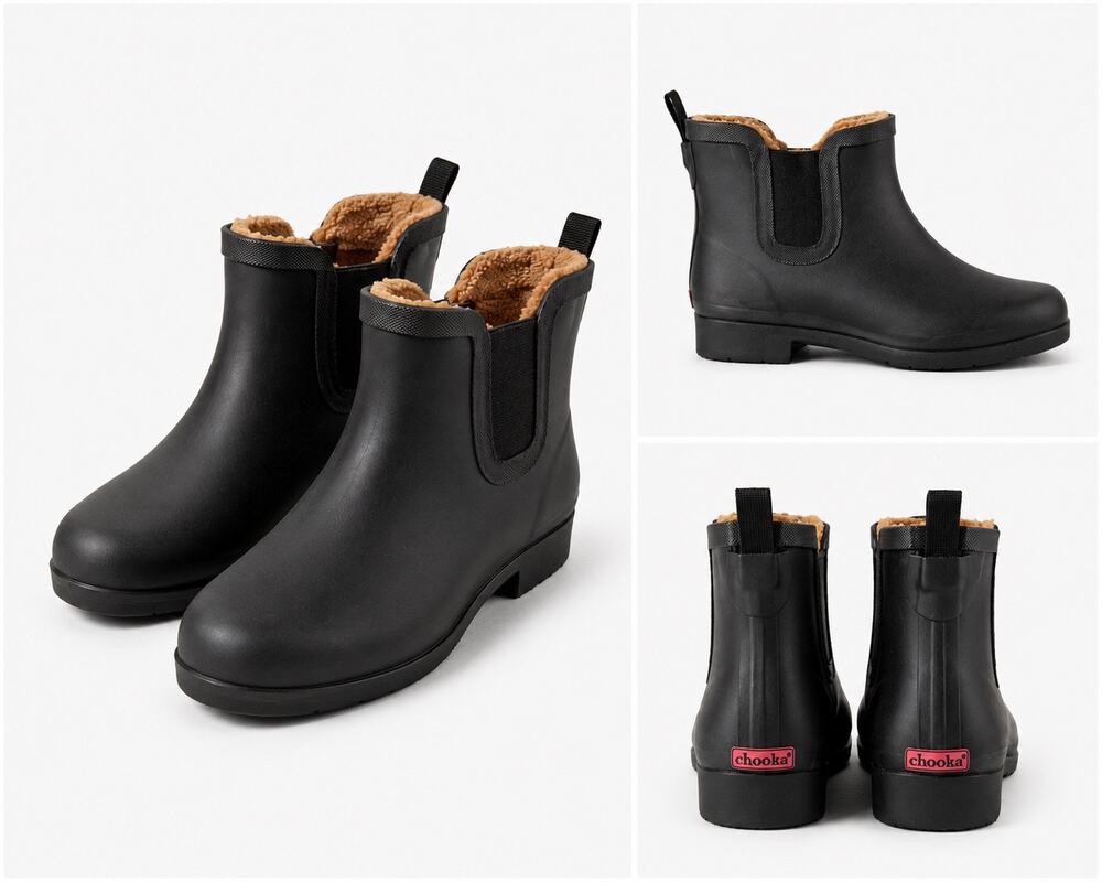 Chooka Women’s Size 6 Black Chelsea Rain Boots Waterproof Rubber Ankle Booties